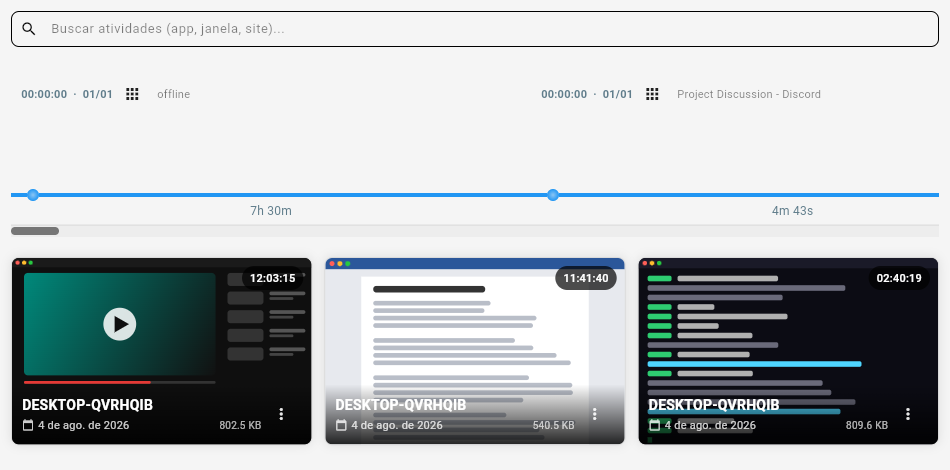 GIF reproduzindo uma gravação de tela e usando a linha do tempo.