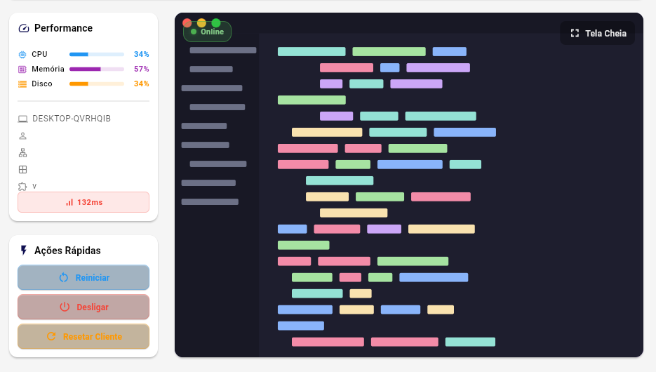GIF executando um comando remoto e visualizando o resultado.